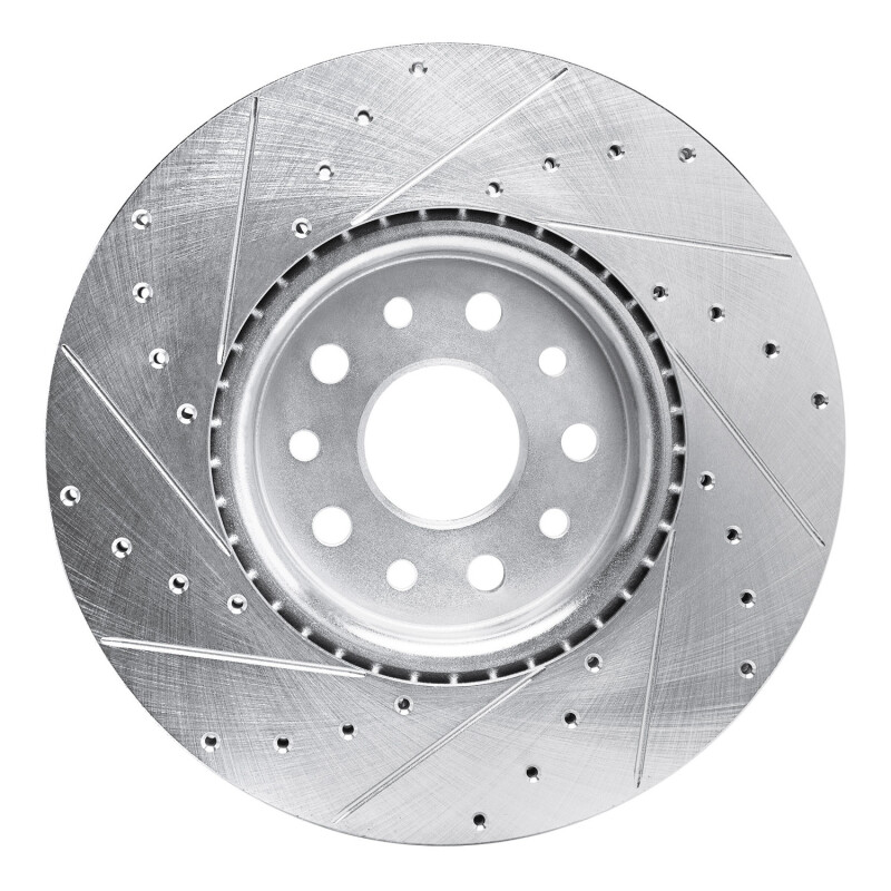 Dodge Charger DAYTonA Brake Rotor (1) - Front Right - R1 Concepts - Drilled & Slotted - Silver - `21-`25